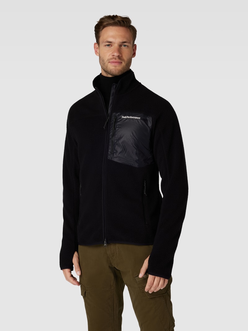 Fleecejacke mit Brusttasche Modell 'Pile' in schwarz