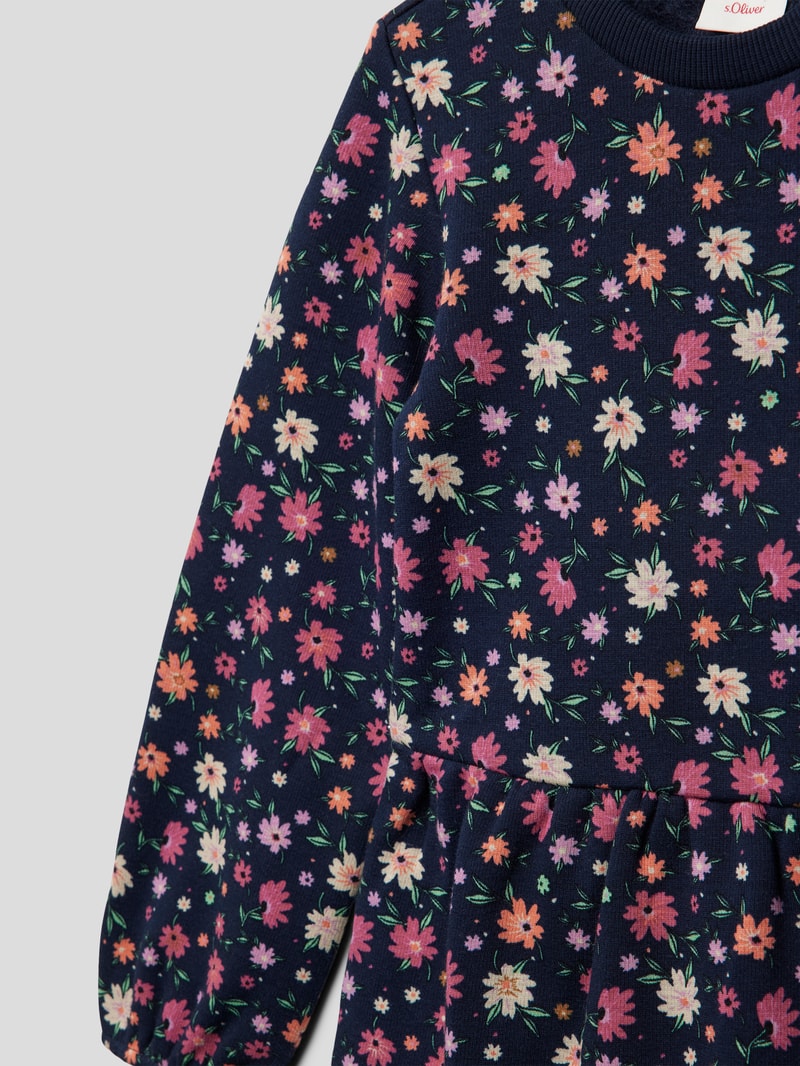 Kleid mit floralem Muster in marineblau
