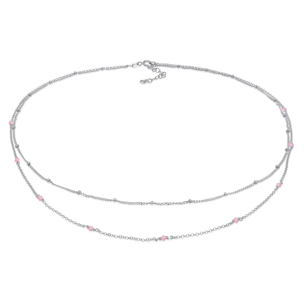 Elli Elli Collier Tendance filigrane pour dames avec des perles de quartz rose en arge collier