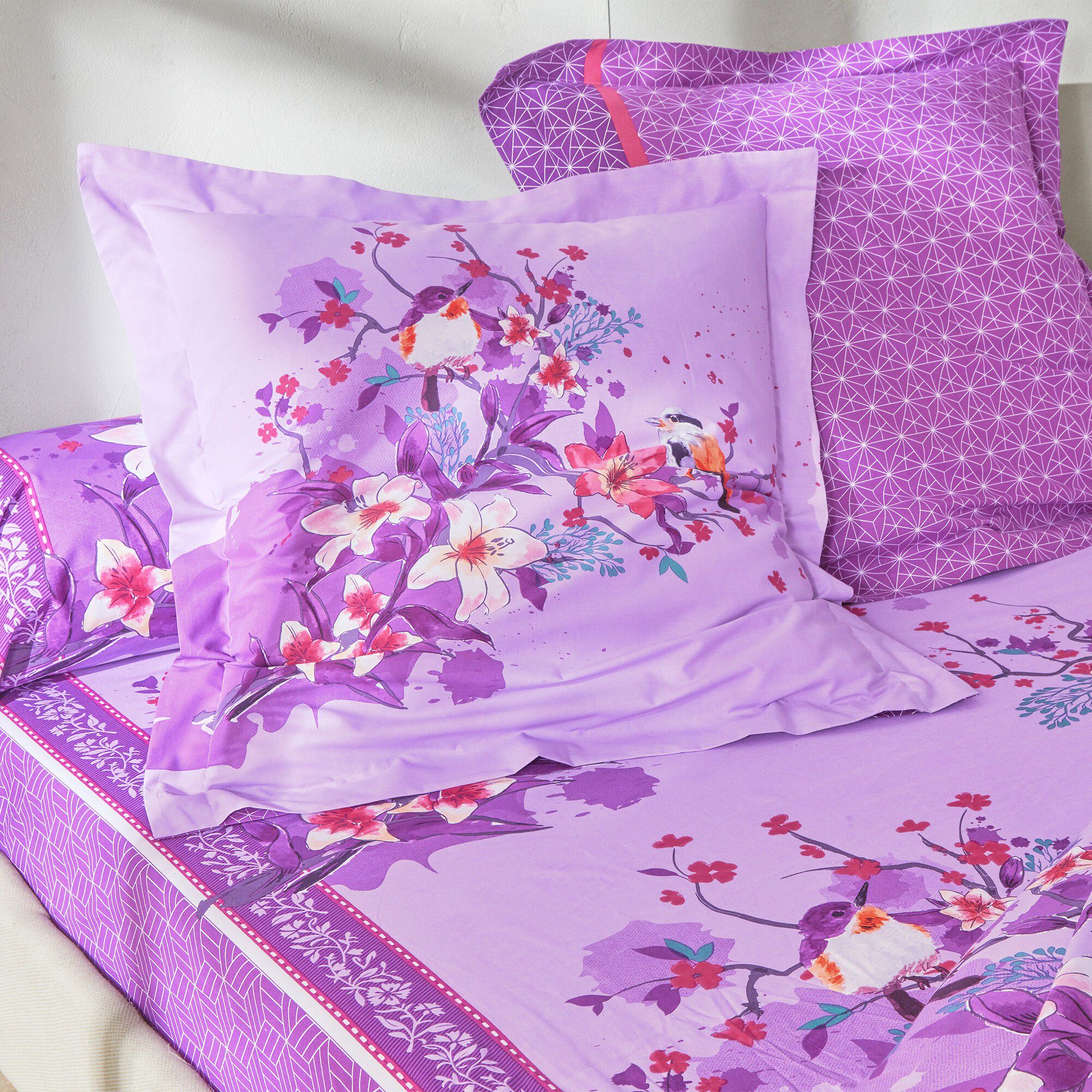 Linge de lit Birdy en coton imprimé oiseaux
