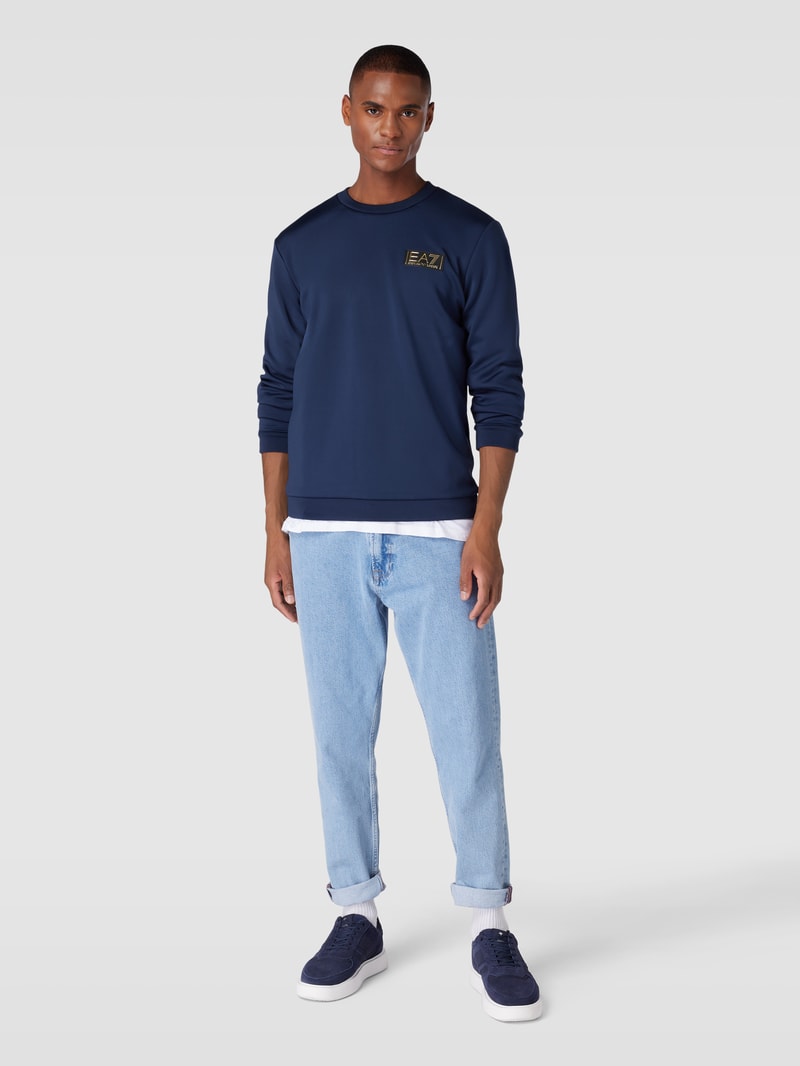 Sweatshirt mit Label-Detail in marineblau