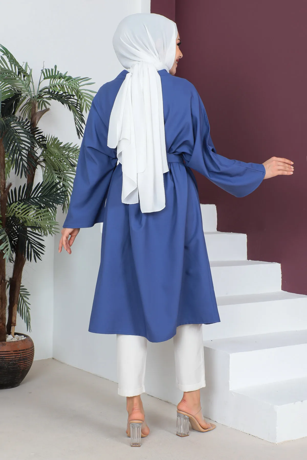 Tesettür Dünyası  Kimono mit Taillengürtel TSD230511 Indigo