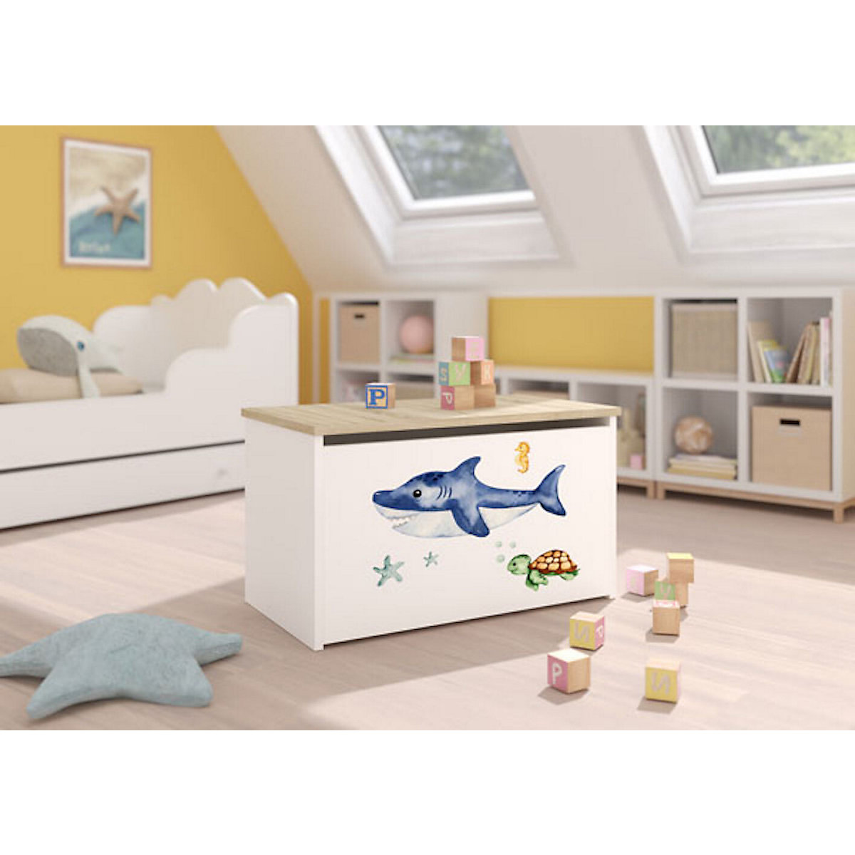 Spielzeugtruhe Sitztruhe Daria 73cm Motiv wählbar mit 1 Klappe
