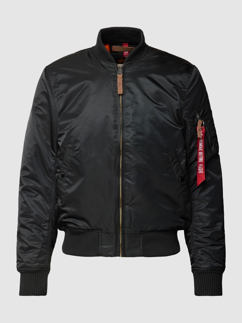 Bomberjacke mit Label-Detail in schwarz