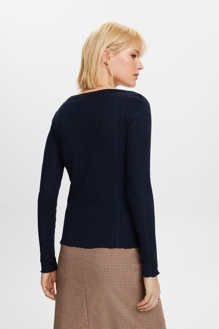 Pointelle-Longsleeve aus Rippstrickjersey