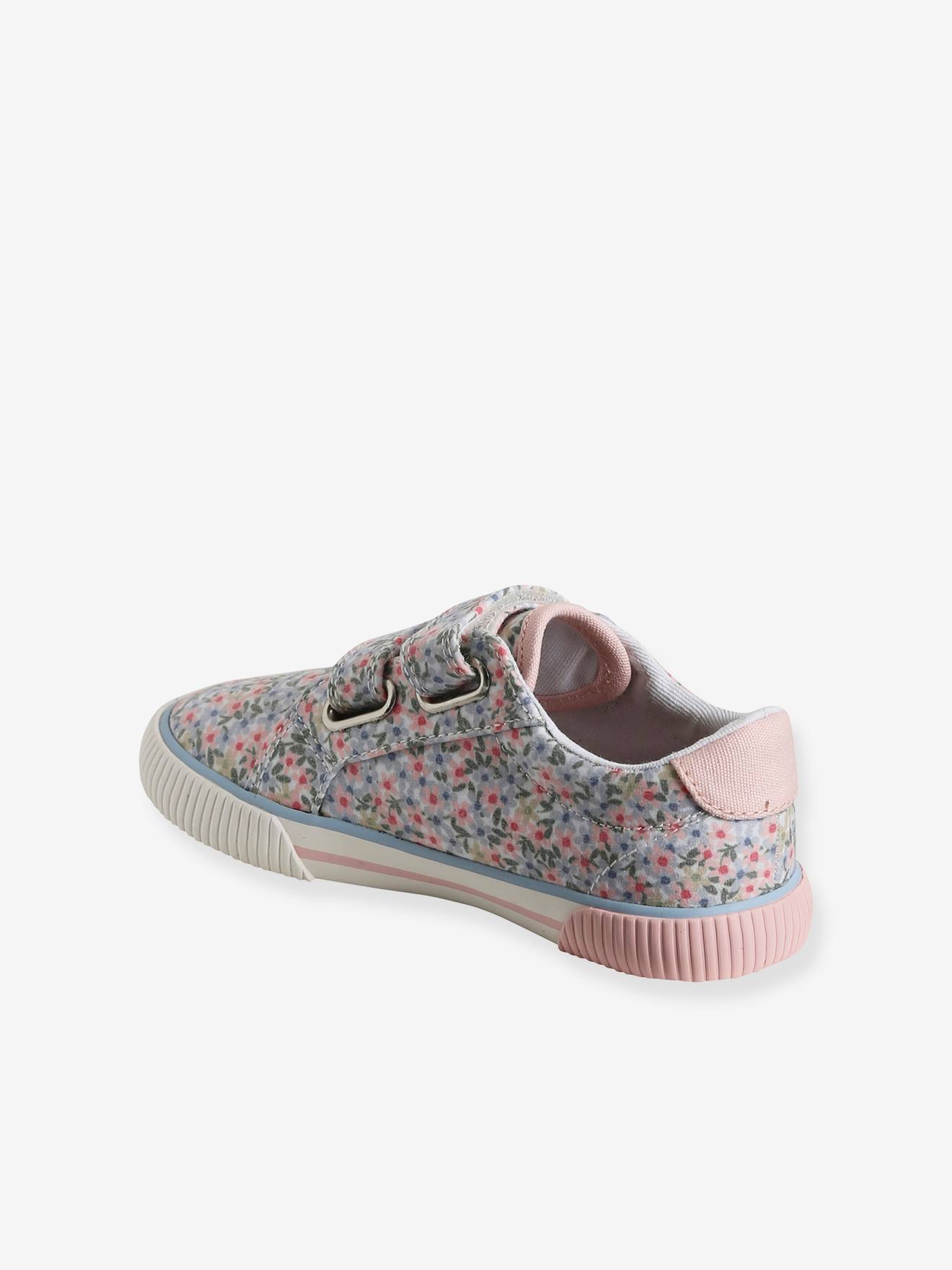 Baskets scratchées en toile enfant rose