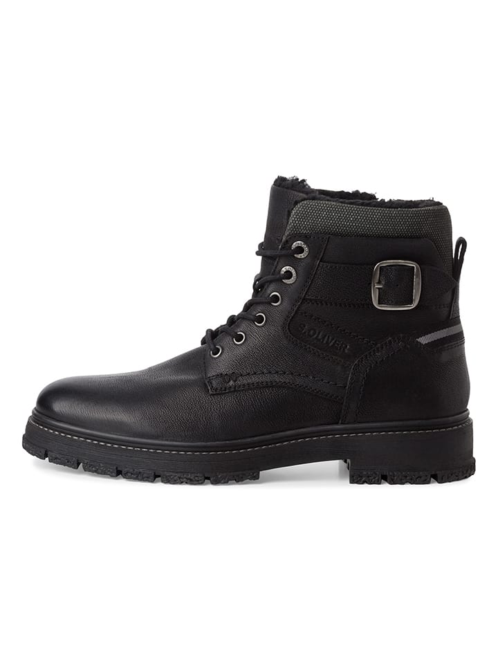 s.Oliver Leder-Boots in Schwarz günstig kaufen