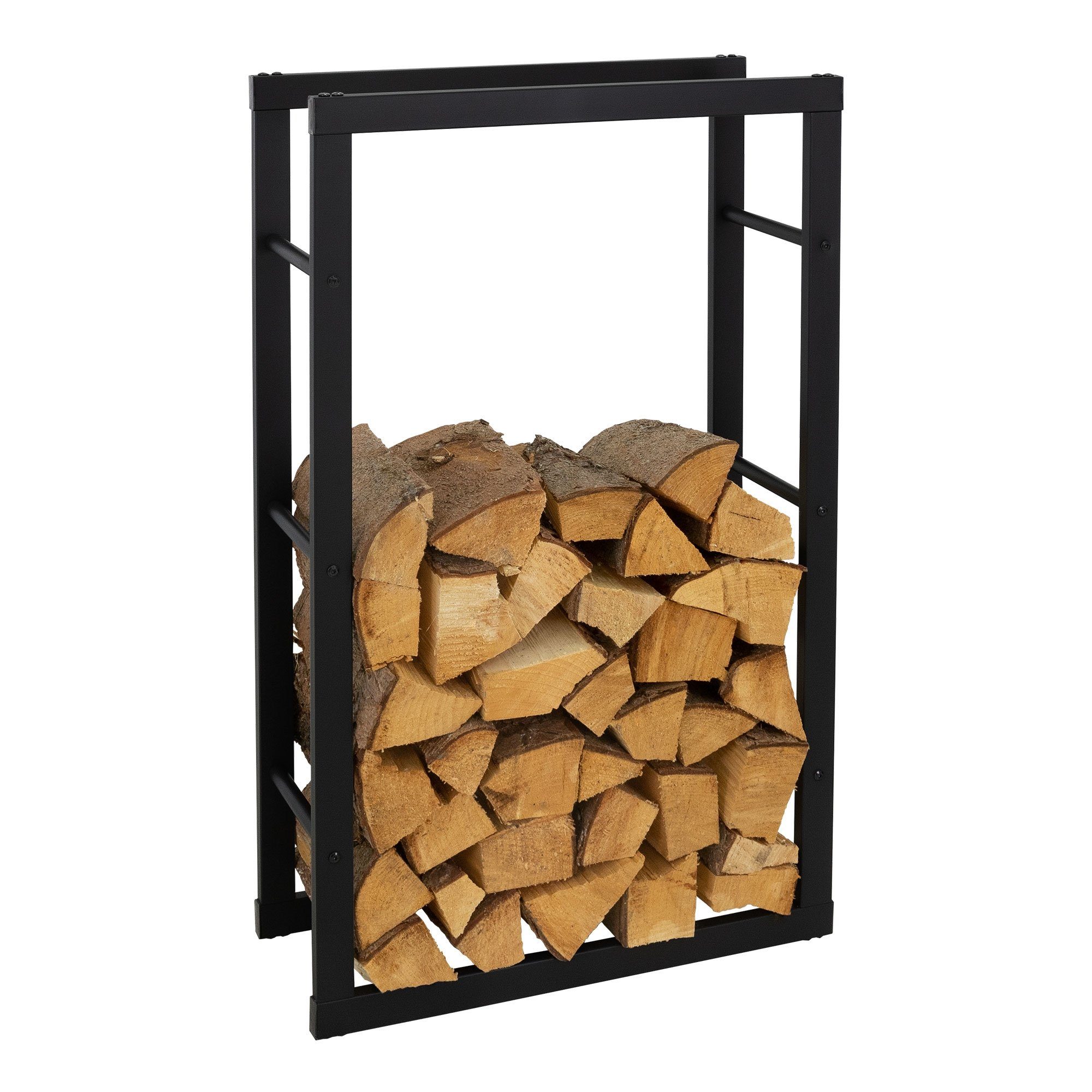 ML-DESIGN Kaminholzregal Brennholzregal Holzaufbewahrung Kaminholzständer Kaminholzhalter, BxTxH:60x25x100 cm, Schwarz 60x100x25cm rechteckig Metall Innen/Außen für Kamin/Ofen