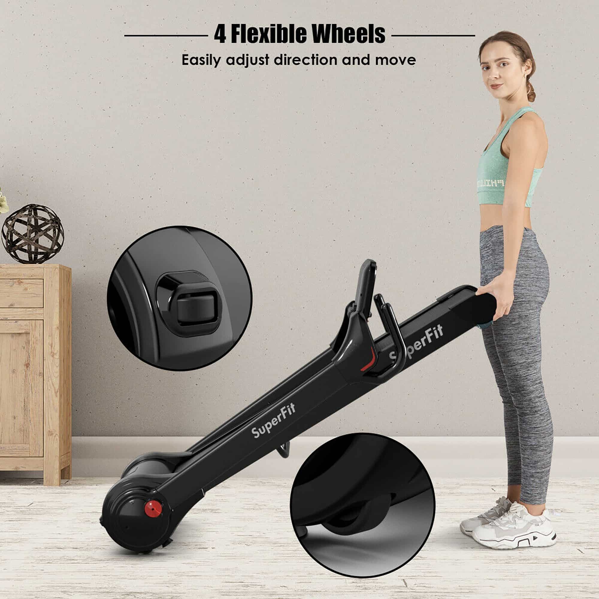 SuperFit 2.25HP Folding Electric Motorized Treadmill With Speaker - 55.9 x 30.5 x 49.5