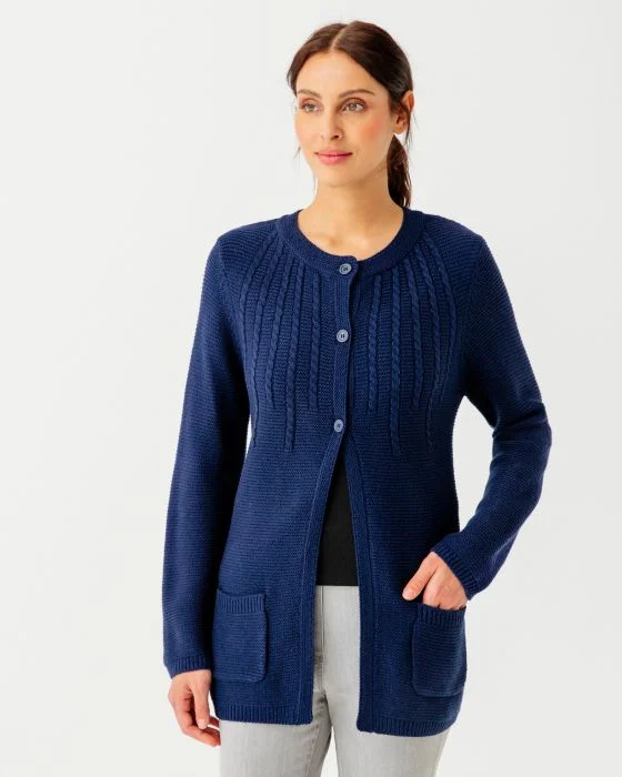 Cardigan maille fantaisie manches longues