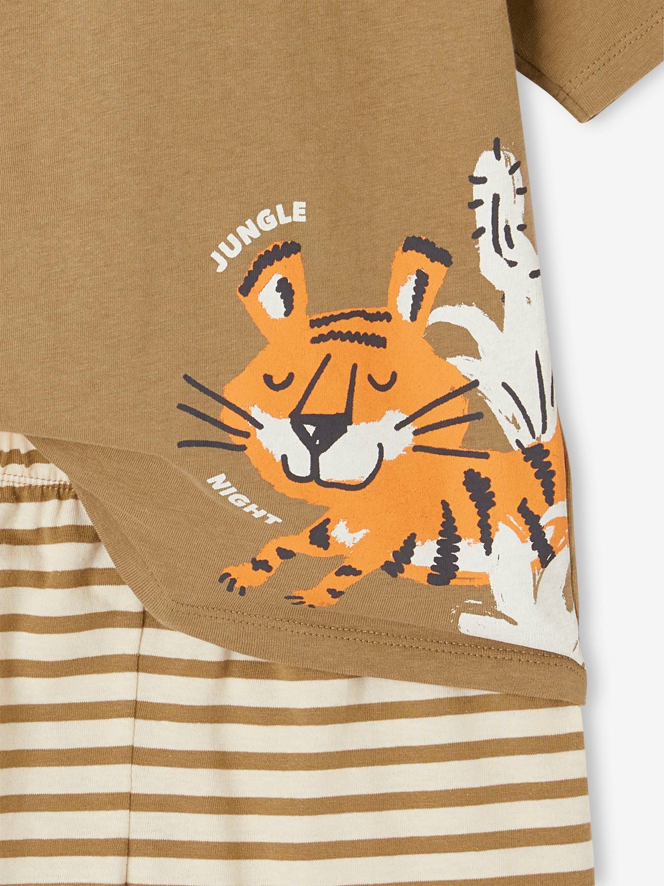 Vertbaudet 2er-Pack kurze Jungen Schlafanzüge mit Tigern Oeko-Tex - khaki