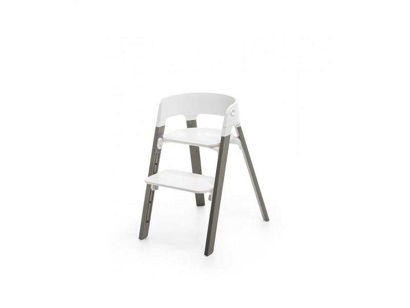 Chaise STEPS hêtre gris brume babyset blanc