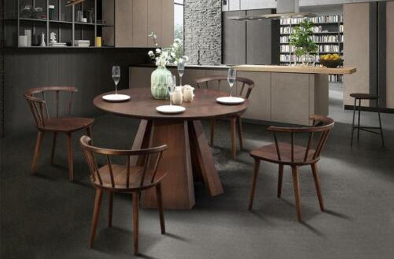 JVmoebel Esszimmer-Set, Rund Esstisch + 4 Stühle Essgruppe Stühle Sitzgruppe Esstisch