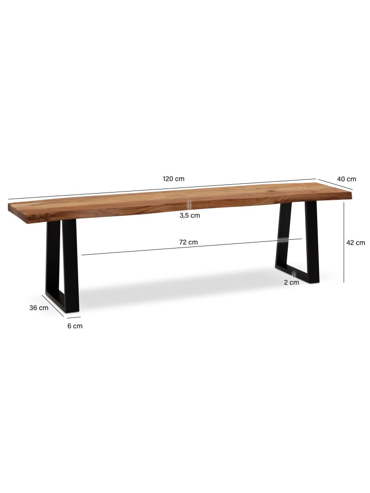 KADIMA DESIGN Esszimmerbank 120x40x45,5 cm Massivholz / Metall mit günstig kaufen
