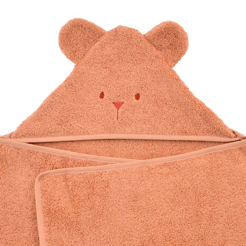 Cape de bain à  oreilles Ourson - terracotta