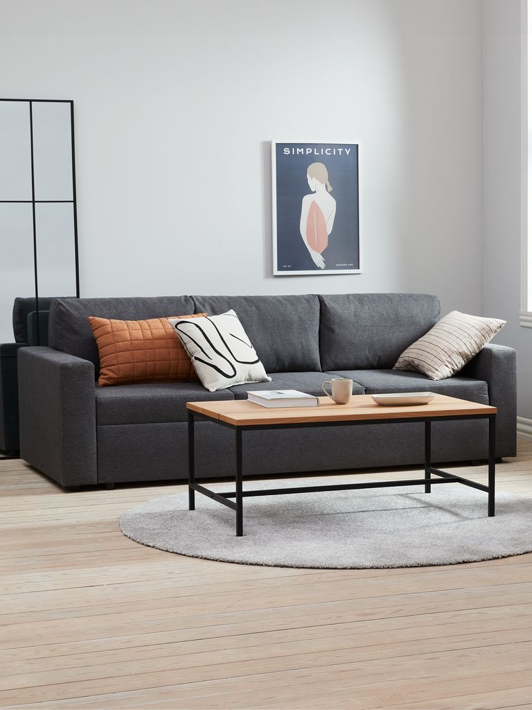 MARSLEV Sofa rozkładana MARSLEV 3-osobowa tkanina w kolorze ciemnoszarym