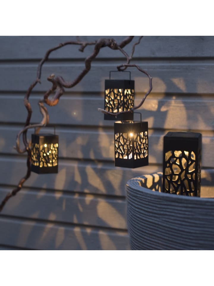 MARELIDA 3er Set LED  Solar Laternen zum Hängen oder Stellen H: 11cm in schwarz günstig kaufen onesize