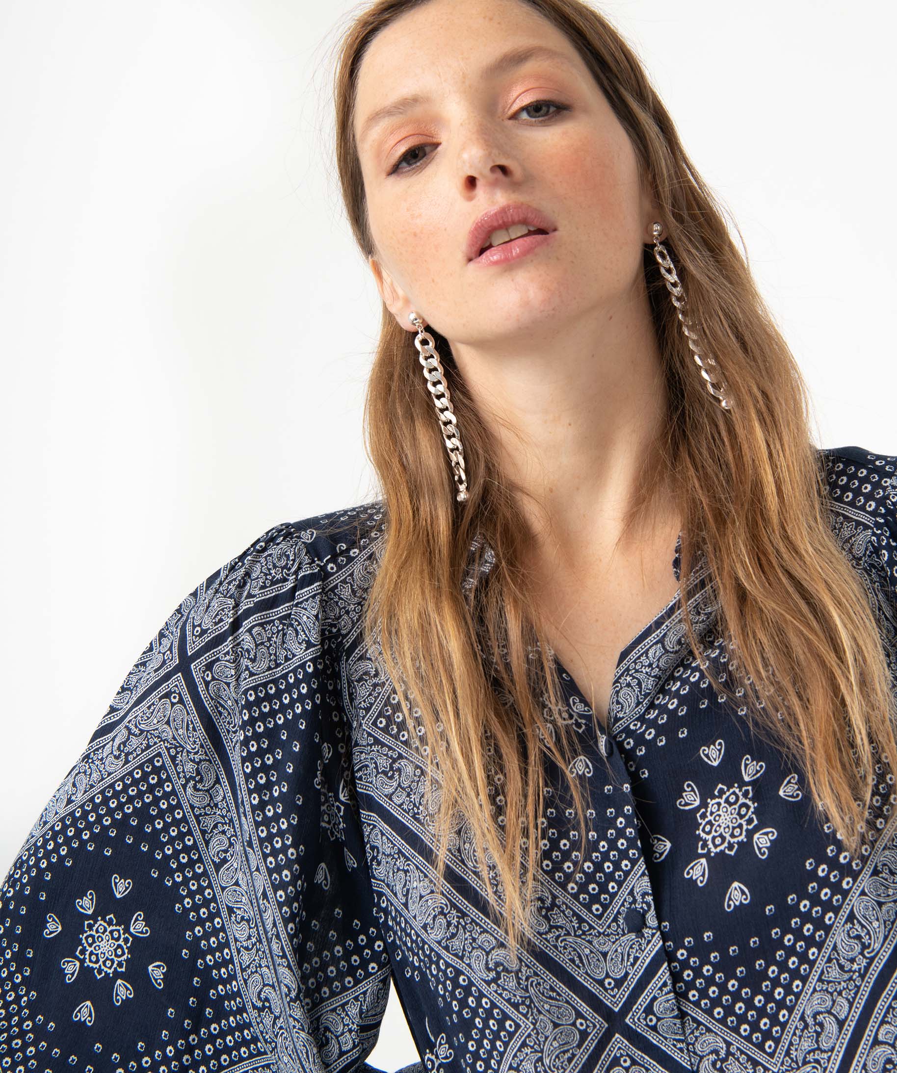 Chemise femme imprimée à manches extra larges imprime | GEMO