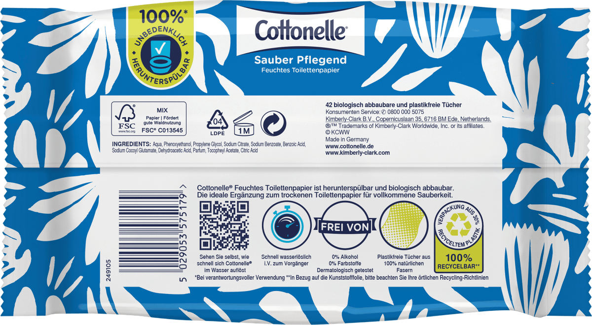 Feuchtes Toilettenpapier Sauber Pflegend, 42 St