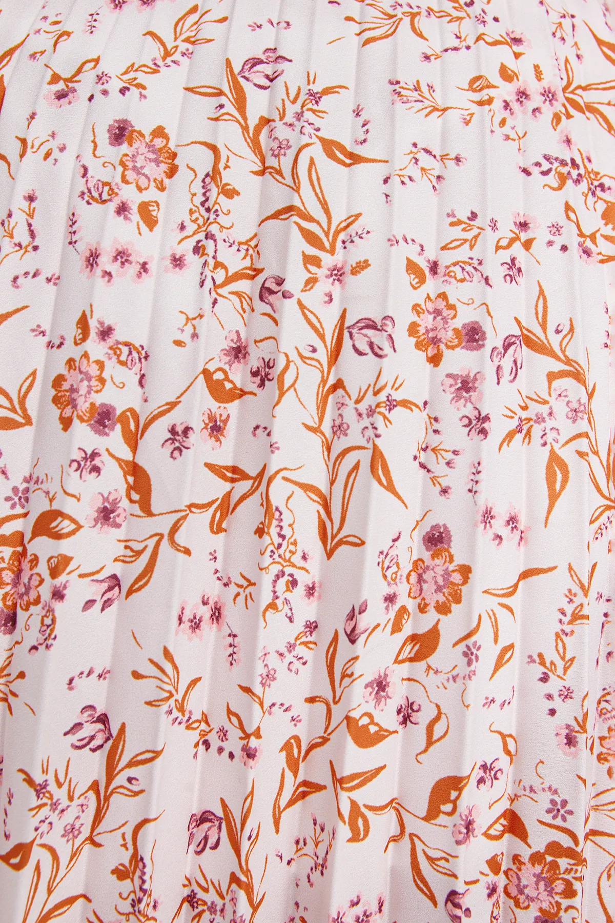 Trendyol Modest  Ecrufarbener gewebter Plisseerock mit Blumenmuster und elastischer Taille TCTSS23EE00018