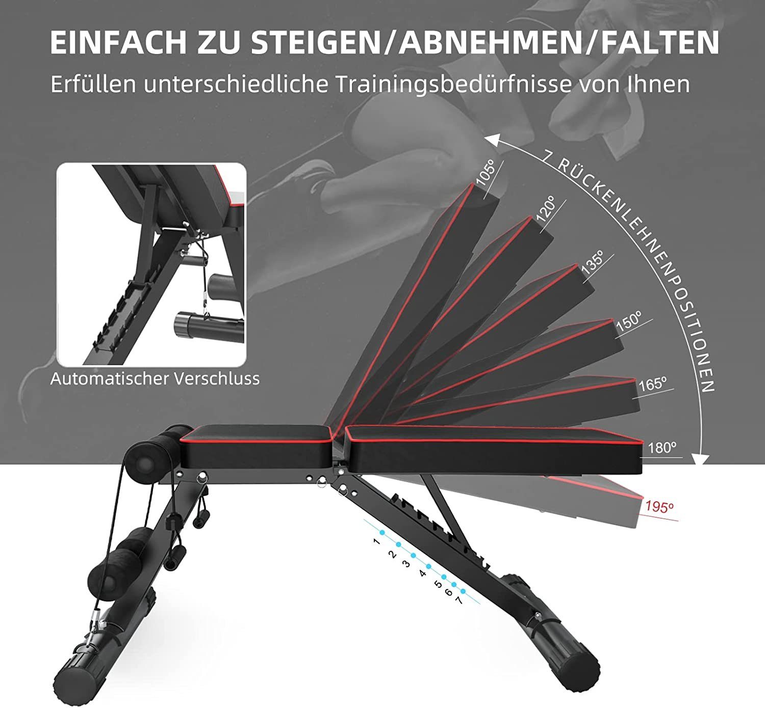 YOLEO Hantelbank Klappbare Hantelbank Training Fitness Bank Bauchtrainer bis 250kg