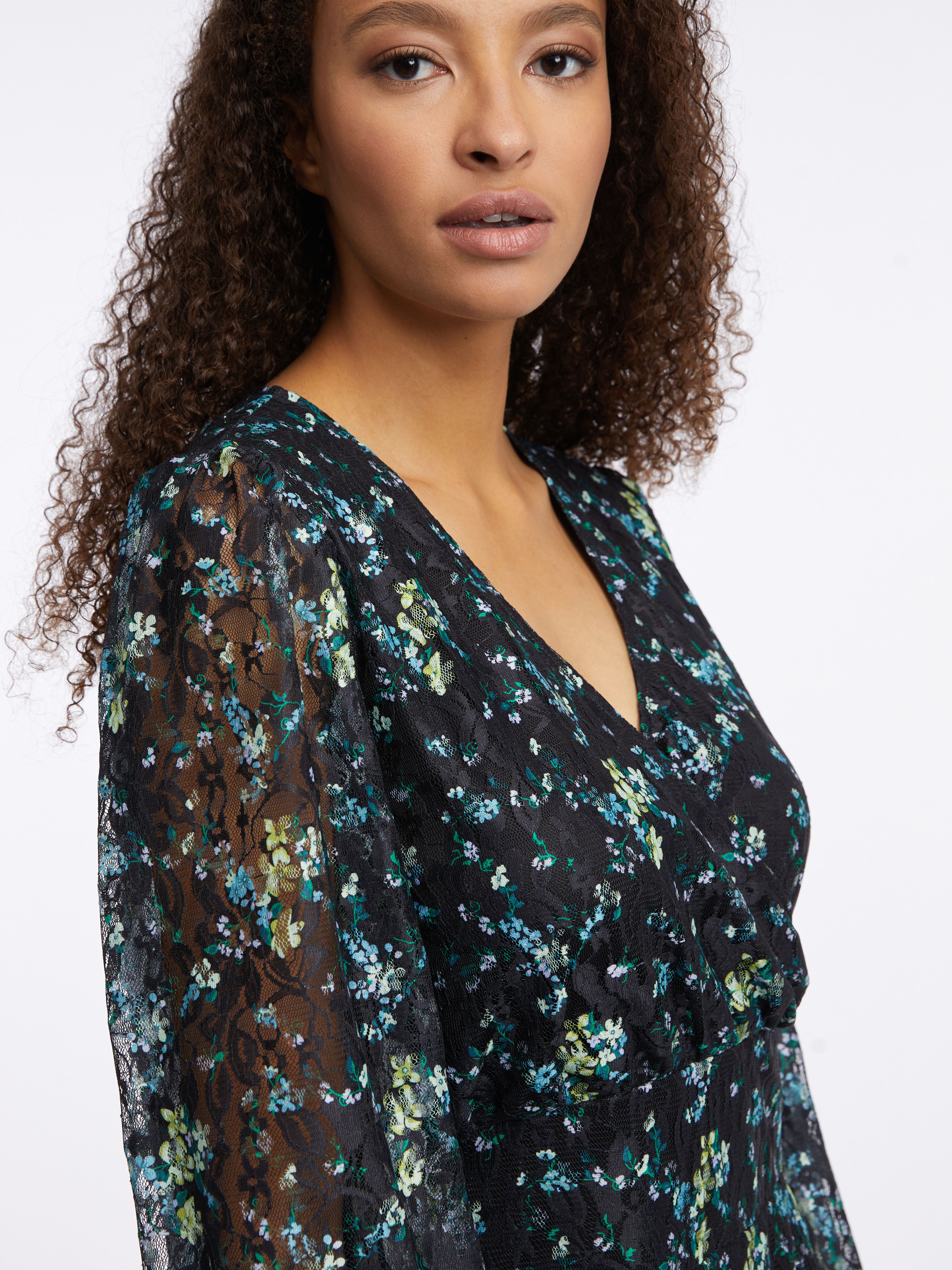 Schwarzes geblümtes Damenkleid ORSAY
