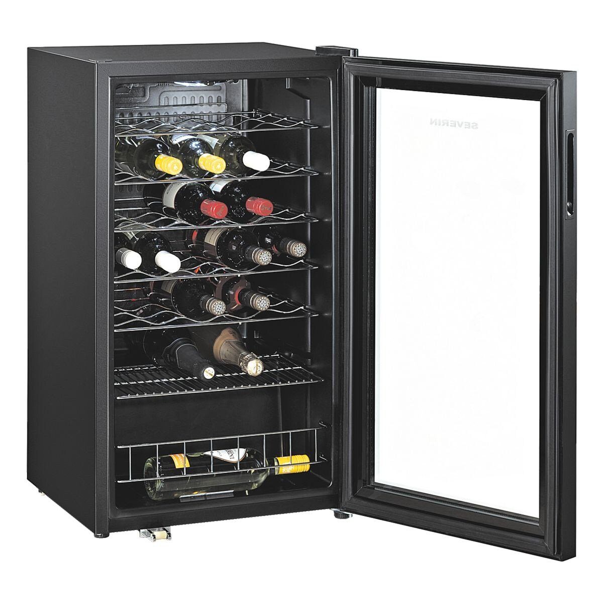 Severin Getränkekühlschrank KS 9894, 84 cm hoch, 48 cm breit, Weintemperierschrank 95 Liter, für bis zu 33 Flaschen