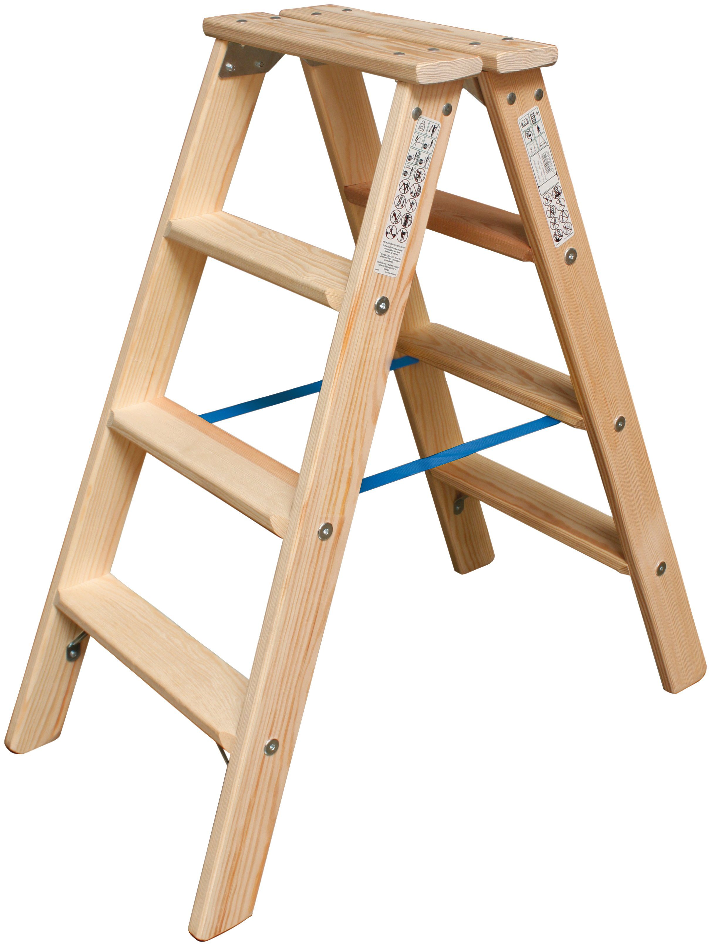 KRAUSE Doppelleiter STABILO, Holz, 2x4 Stufen, Arbeitshöhe ca. 245 cm