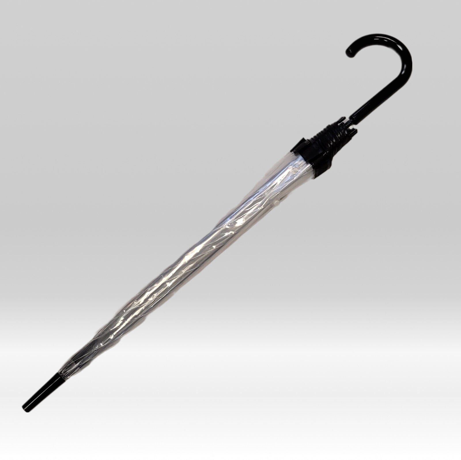Dr. Neuser Stockregenschirm Regenschirm mit Automatik, transparent durchsichtig, mit farbiger Borte, schwarz
