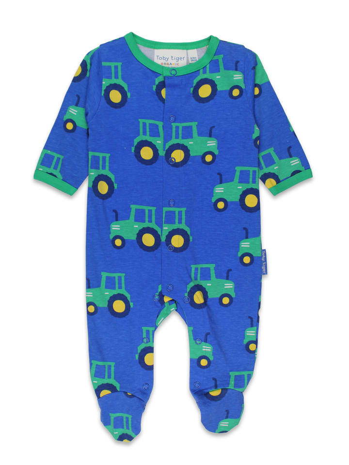 Toby Tiger Strampler mit Traktor Print in blau günstig kaufen
