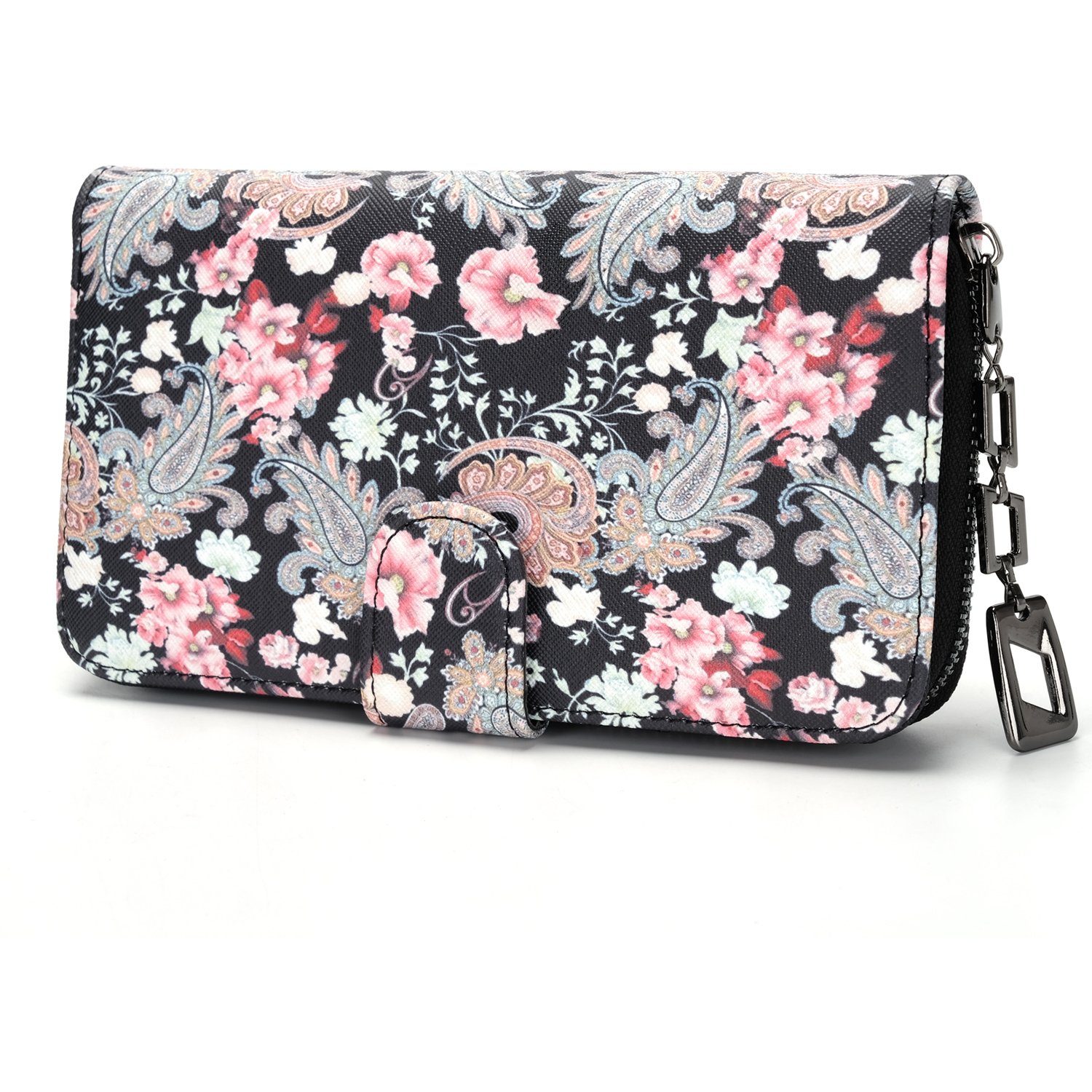 TAN.TOMI Geldbörse Geldbeutel mit Blumen- und Blütenmuster im Mandala Stil (Einzigartigem Mandala-Blumenmuster, elegante Retro Brieftasche), Praktische Aufteilung mit viel Platz