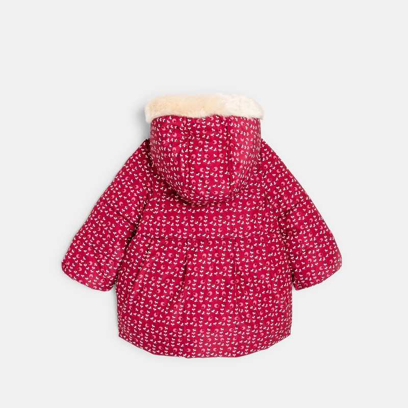 Manteau matelassé doublé fleuri rose bébé fille