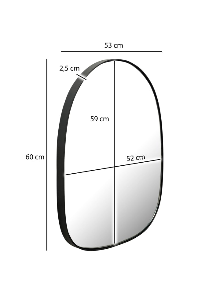 KADIMA DESIGN Wandspiegel Asymmetrisch 53x60 cm Metall Design Hängespiegel , günstig kaufen onesize