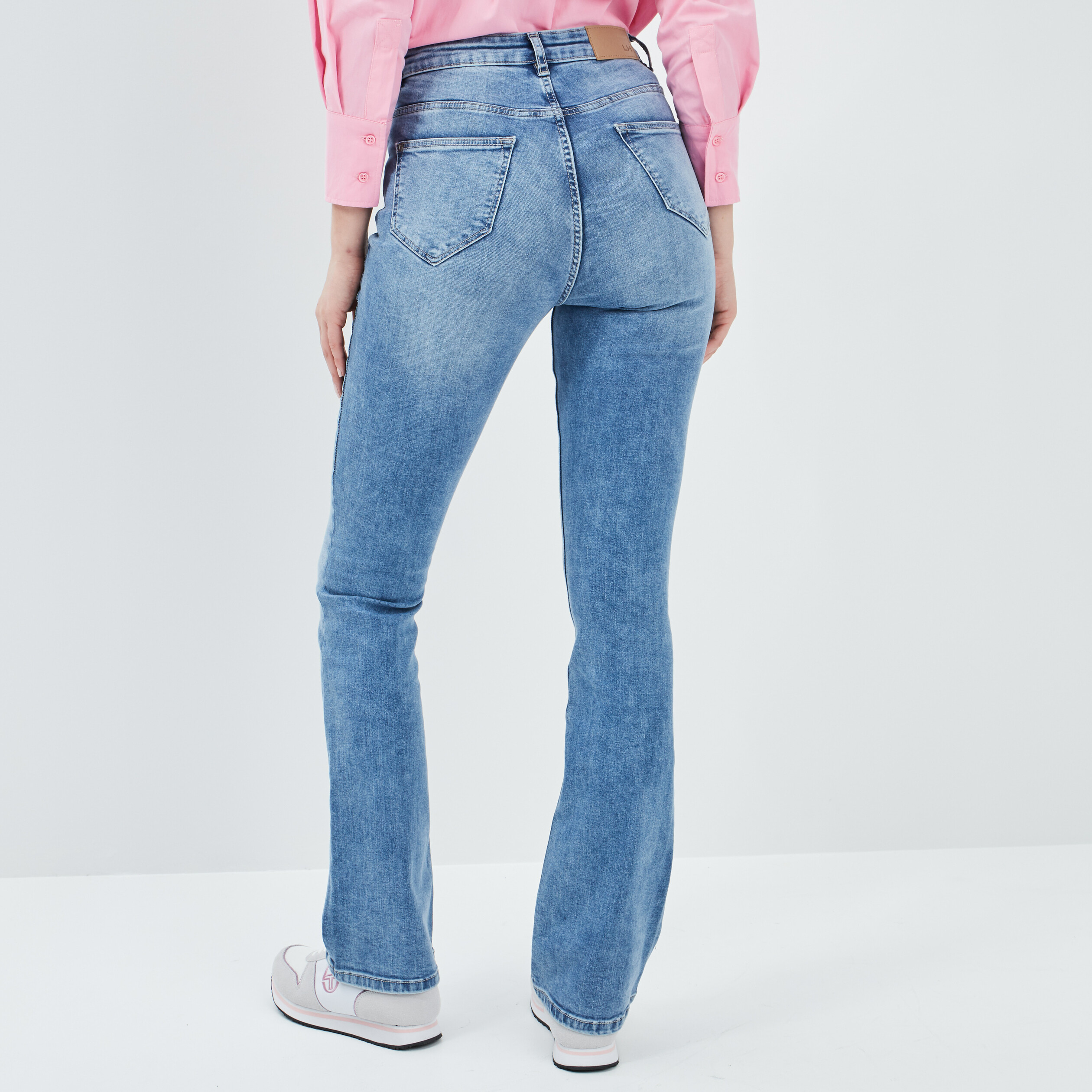 Jeans bootcut taille haute denim double stone femme | La Halle