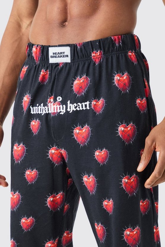 Loungewear-Hose mit Herz-Print