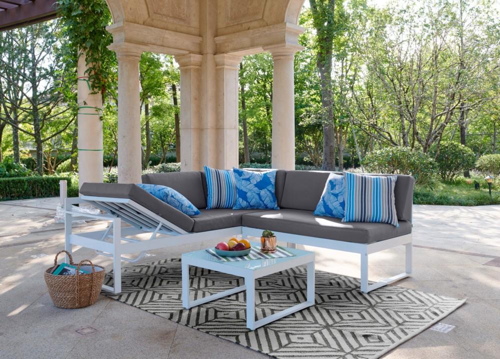 Happy Home Happy Home Ecklounge Set Loungeset grau & weiß