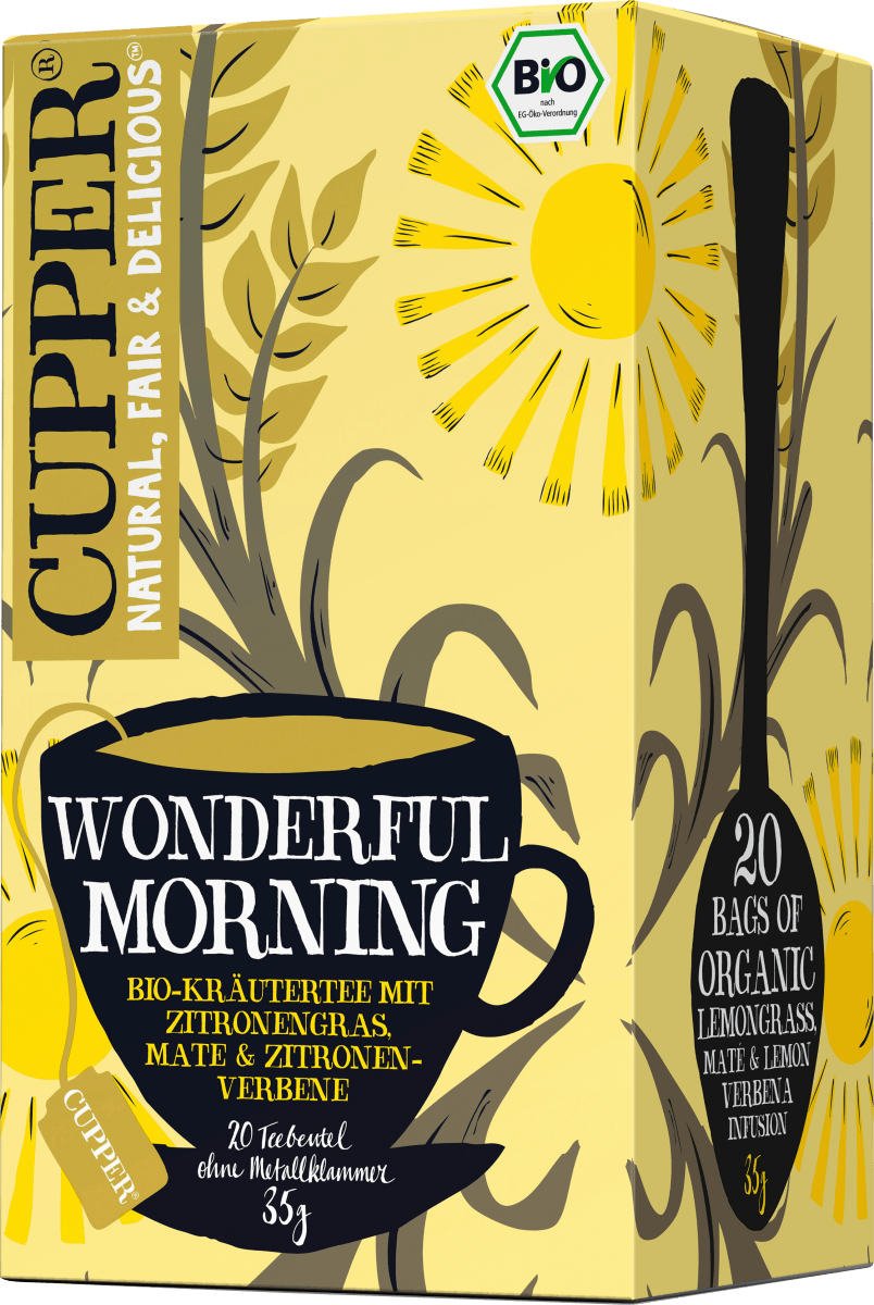 Kräutertee \Wonderful Morning\ mit Mate, Zitronengras, Zitronenverbene (20 Beutel), 35 g