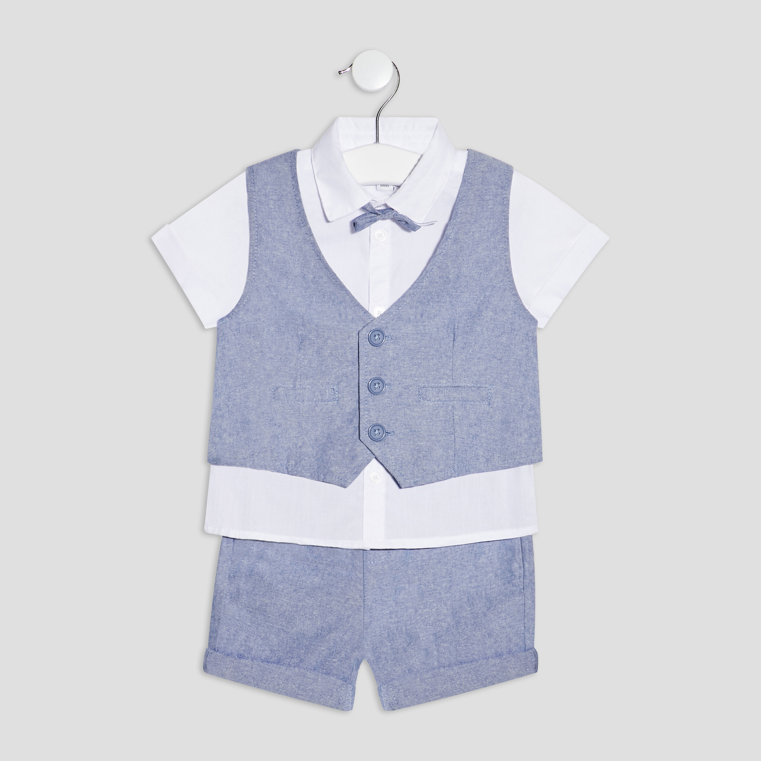 Ensemble 3 pièces bleu bébé garçon | La Halle