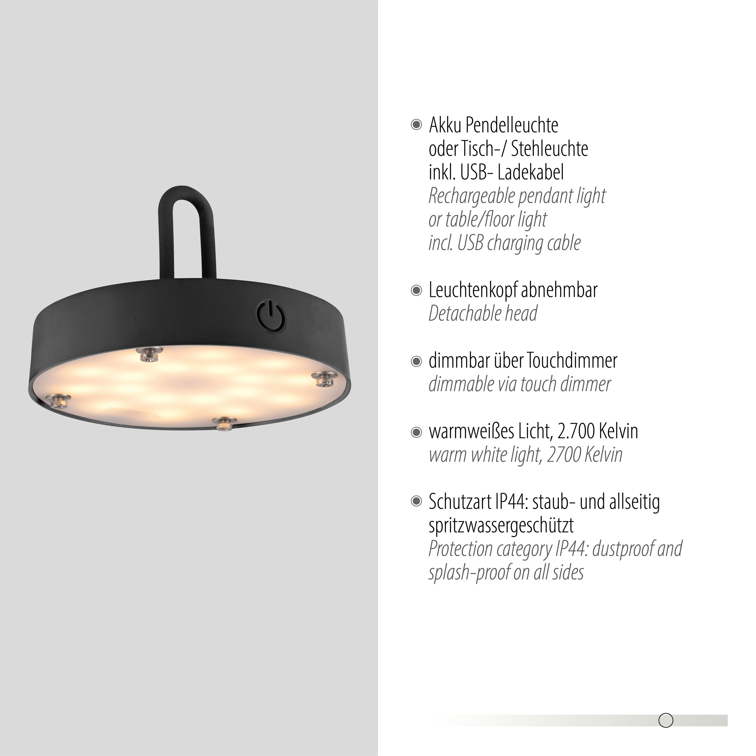 JUST LIGHT.LED-Akku-Tischleuchte 1flg