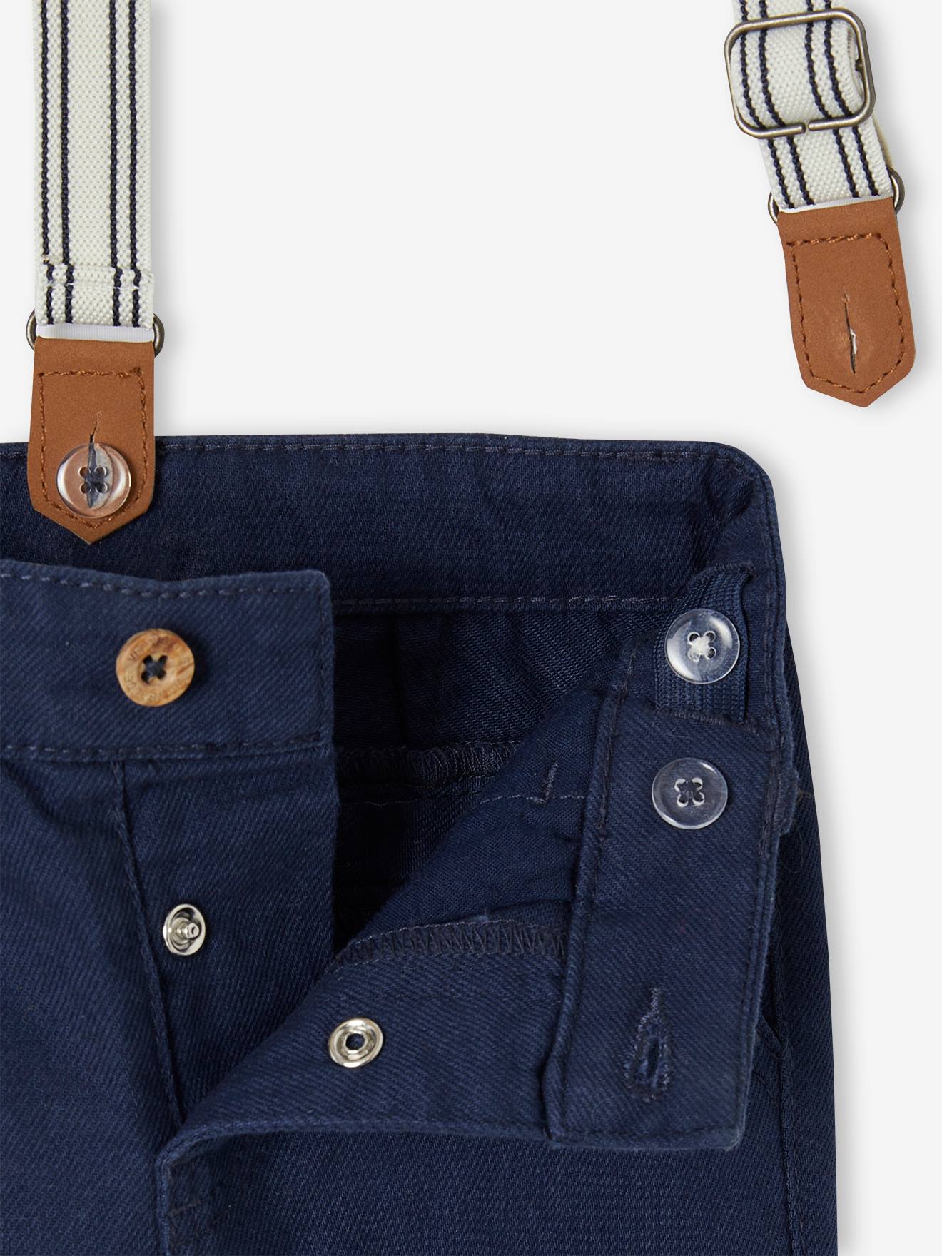 Vertbaudet Baby Hose mit abnehmbaren Trägern - marine