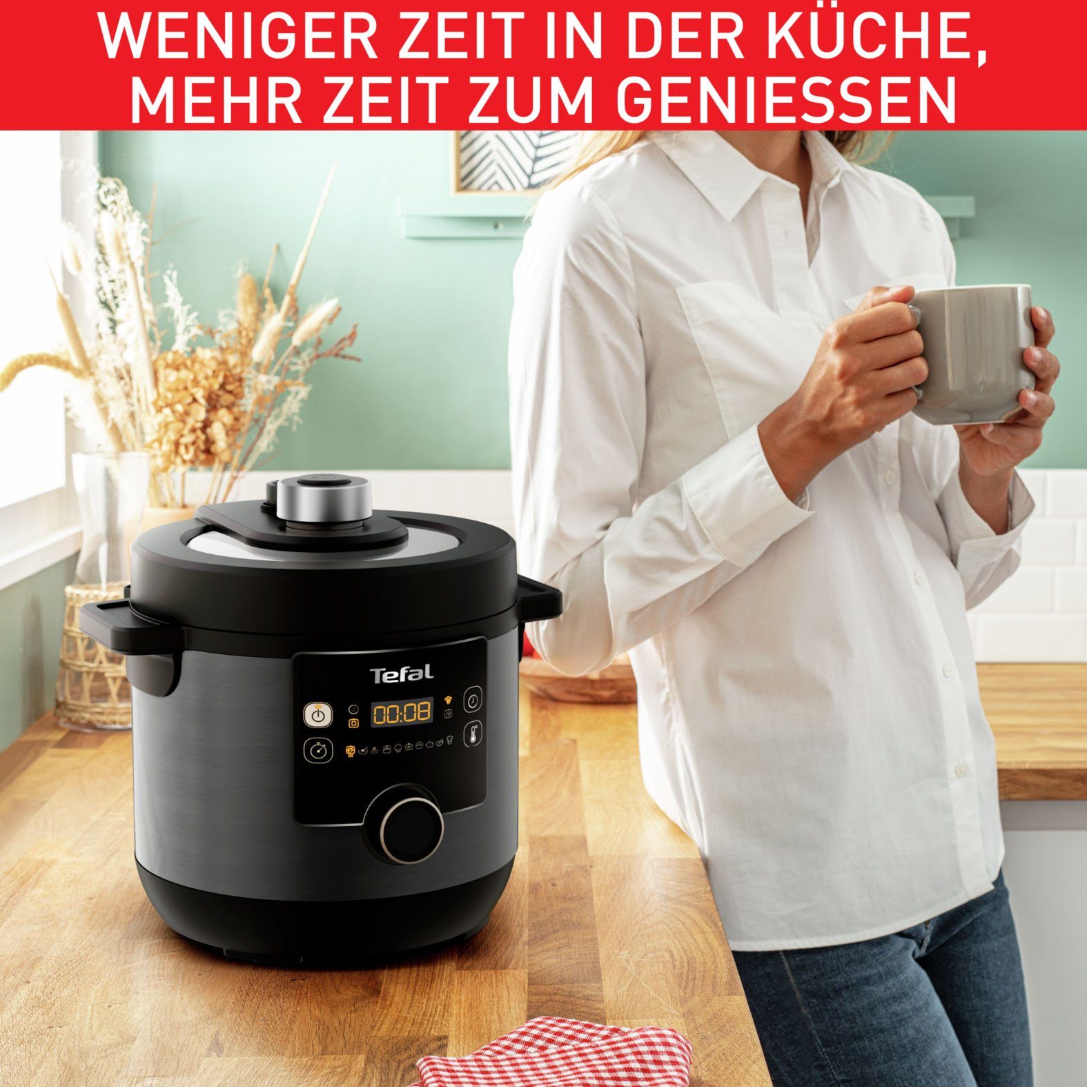 Tefal Multikocher CY7788 Turbo Cuisine & Fry, 1090 W, 7,6 l Schüssel, Schnellkochfunktion, 10 aut. Kochprogramme, 4 Extra Crisp Programme