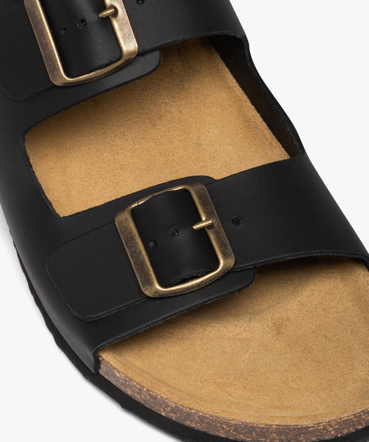 Mules homme à double brides à boucle unies noir noir | GEMO