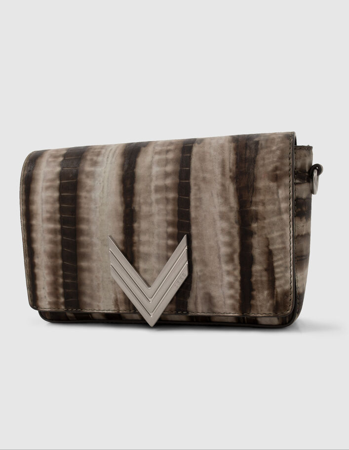 Le sac 111 en cuir kaki imprimé tie and dye Femme