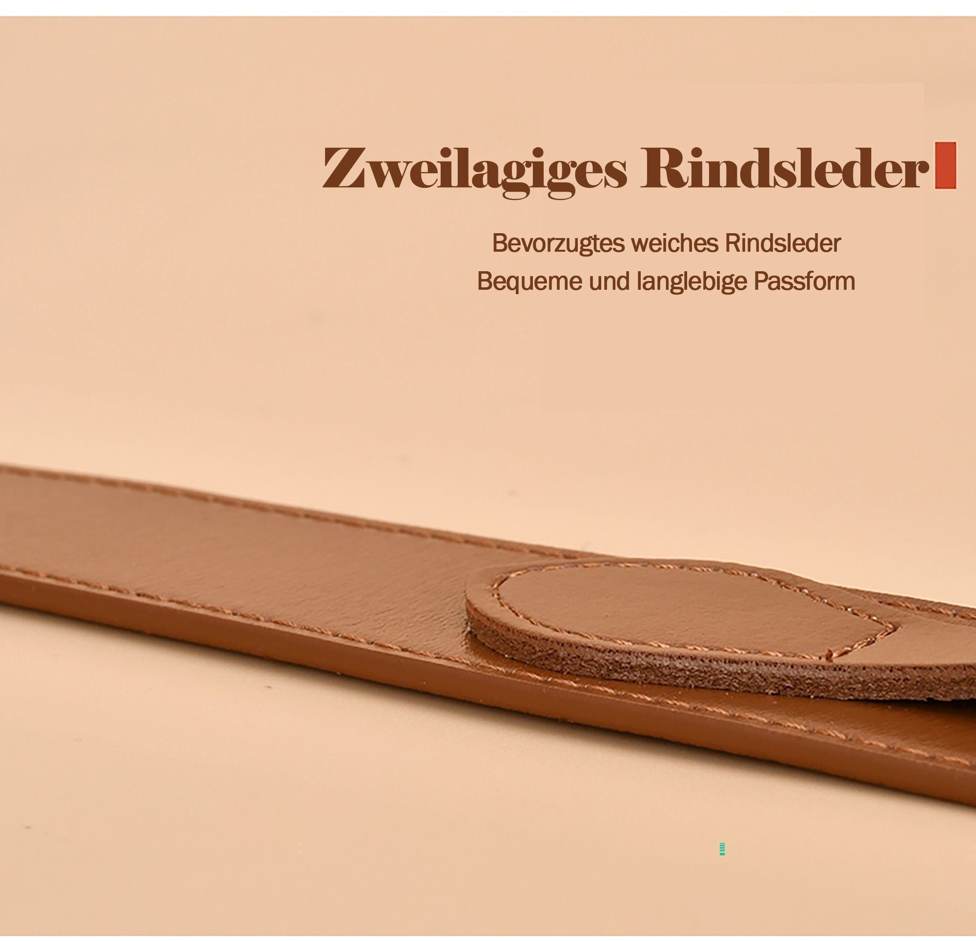 KUGI Taillengürtel Damengürtel, elastische Gürtel, für Kleider, Hemden (Anzüge, Mäntel, können aufeinander abgestimmt werden Metallschnalle Passend) für Taille 68-80cm Doppeltes Rindsleder