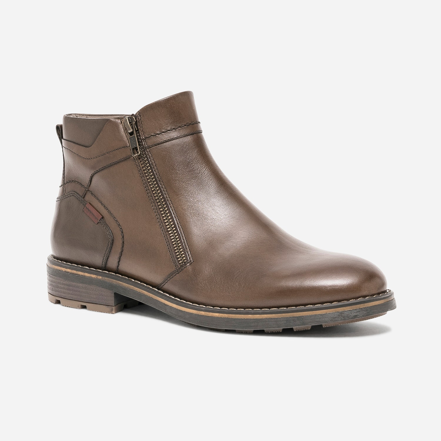 Boots marron en cuir zippé