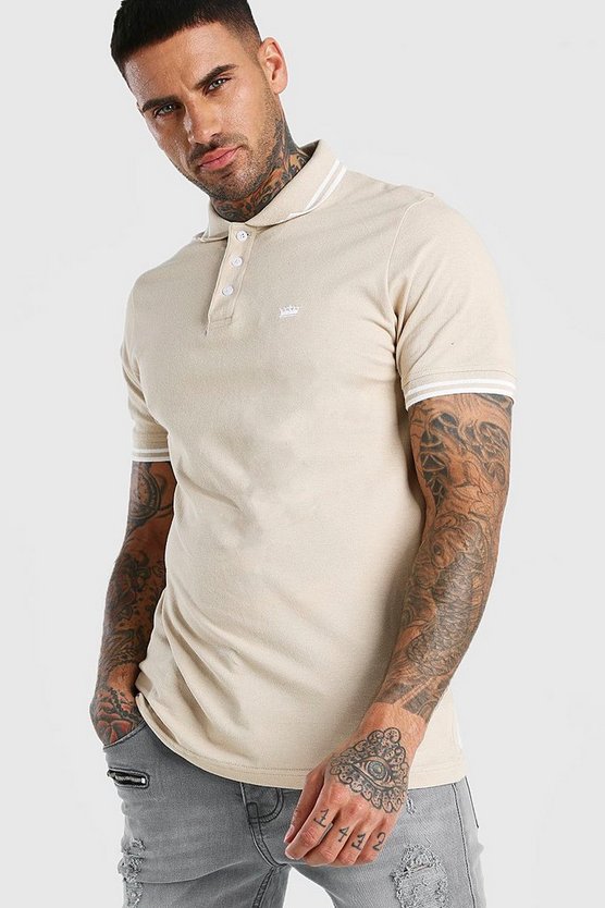Pique Poloshirt mit Kronen-Stickerei