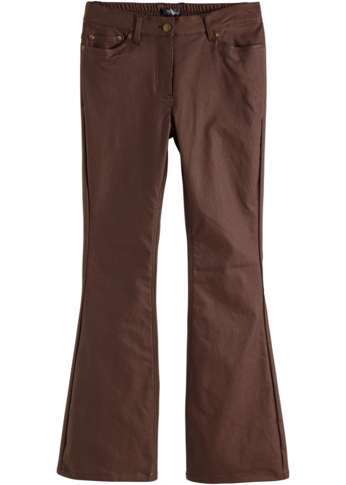 High-Waist-Stretch-Hose mit Beschichtung und Bequembund, Flared