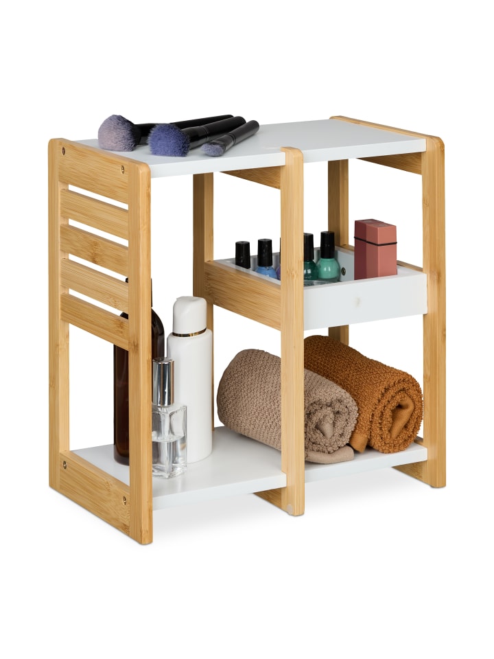 relaxdays Badregal in Natur/ Weiß - (B)34 x (H)35 x (T)20 cm günstig kaufen onesize