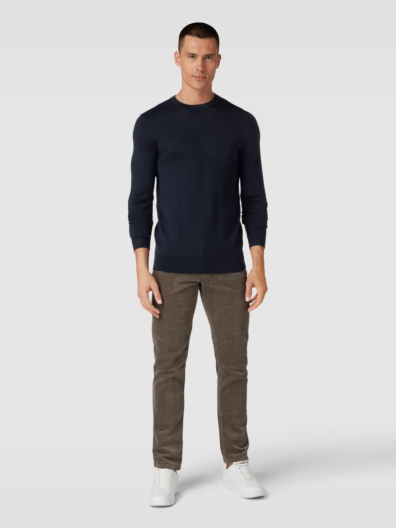Longsleeve aus Woll-Mix in marineblau