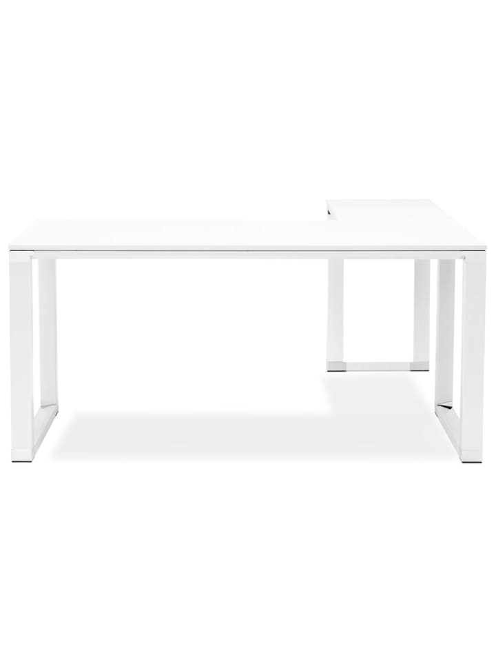 KADIMA DESIGN Eckschreibtisch 170x160 cm platzsparend funktional, Holz & Metall in Weiß günstig kaufen